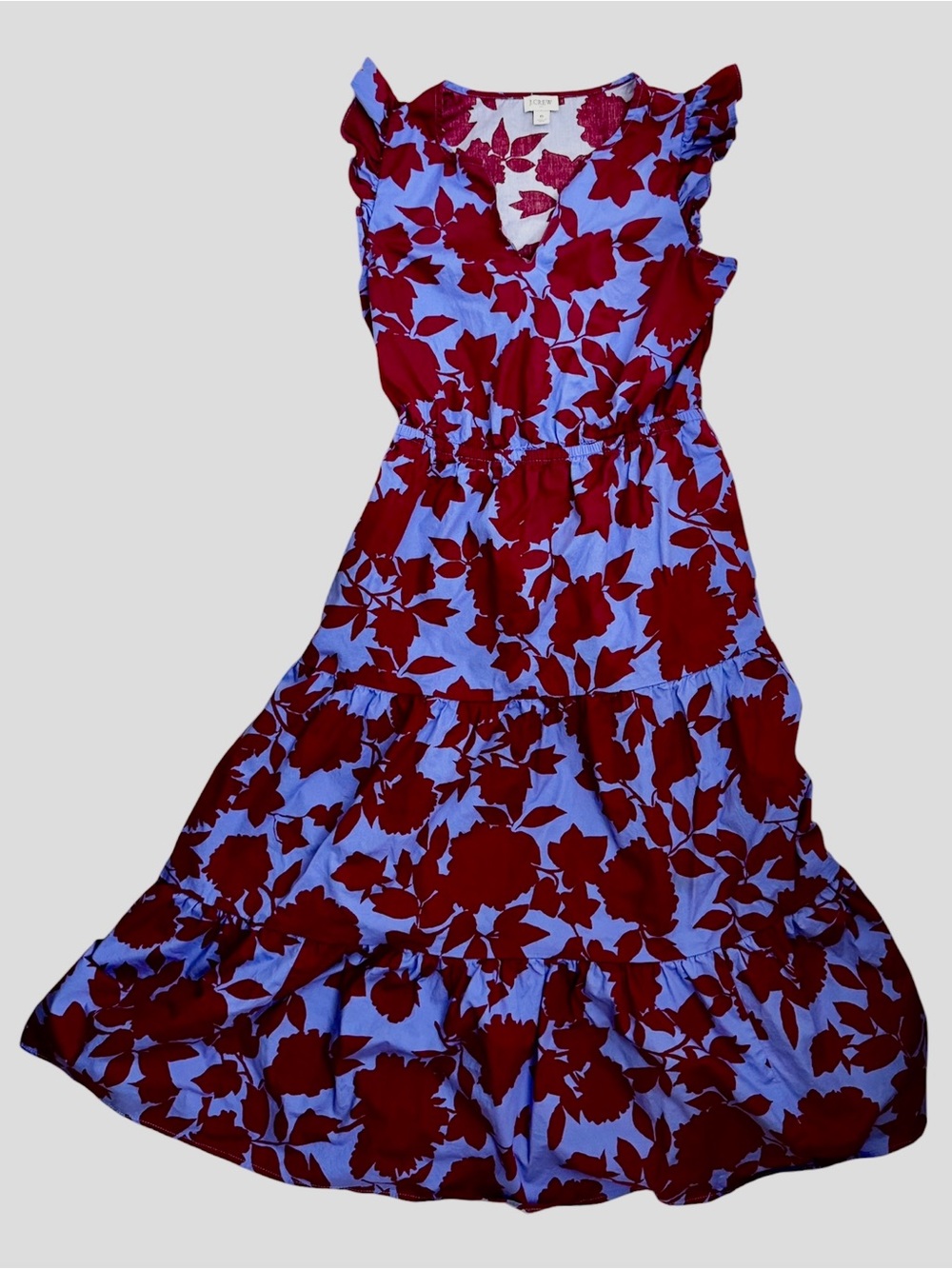 EUC J.Crew Ruffle-Sleeve Tiered Midi Dress - Fall 2024 Size 6 - Picture 4 of 10